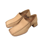 Small New Leather Single Shoes Women's Retro Square Head Thick Middle Heel