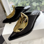 French Style Pointed Toe Kitten Heel