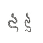 1 Pair Personalized Twisted Geometric Hip-hop Earrings For Women, Exaggerated Statement Snake-shaped Fashion Embossed Long Stud Earrings Trendy Ear Jewelry