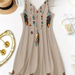 Self-pick-up Plus Size Women'S Floral Print V Neck Casual Sleeveless Dresses  Only Self-pickup Is Supported