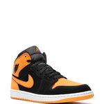 Air Jordan 1 Mid Black Orange Sneakers