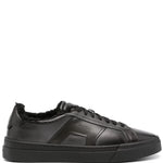 Santoni Logo-Debossed Leather Sneakers