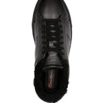 Santoni Logo-Debossed Leather Sneakers