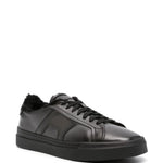 Santoni Logo-Debossed Leather Sneakers