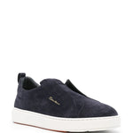 Santoni Logo-Lettering Suede Sneakers