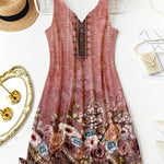 Self-pick-up Plus Size Women'S Floral Print V Neck Casual Sleeveless Dresses  Only Self-pickup Is Supported