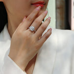 1Gorgeous Square Diamond - Set With Moissan S925 Sterling Silver And Platinum-plated Diamond Ring, Fashionable Diamond Jewelry Prohibit TikTok sales