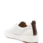 Santoni Logo-Print Leather Sneakers