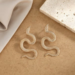1 Pair Personalized Twisted Geometric Hip-hop Earrings For Women, Exaggerated Statement Snake-shaped Fashion Embossed Long Stud Earrings Trendy Ear Jewelry