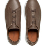Zegna Triple Stitch?Secondskin Leather Sneakers