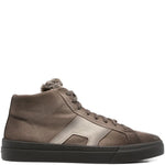 Santoni Leather Shearling Sneakers