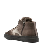 Santoni Leather Shearling Sneakers