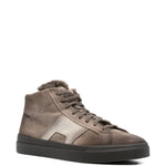 Santoni Leather Shearling Sneakers