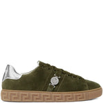 Versace Greca-Embellished Suede Sneakers