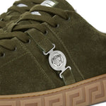 Versace Greca-Embellished Suede Sneakers