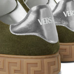 Versace Greca-Embellished Suede Sneakers