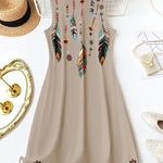 Self-pick-up Plus Size Women'S Floral Print V Neck Casual Sleeveless Dresses  Only Self-pickup Is Supported