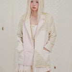 Women's Knit Panel Wool Oversized Blazer