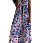 Self-pick-up Plus Size Women's Marble Printed V-Neck Stretchy Casual Cami Tank Dresses