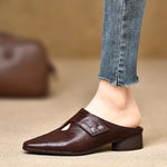 Women's Slip-on Slippers With Hand-stitched Pattern Made From First-layer Sheepskin