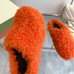 Four Seasons Closed Toe Horsehair Slippers Lovers Shoes
