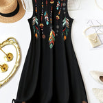 Self-pick-up Plus Size Women'S Floral Print V Neck Casual Sleeveless Dresses  Only Self-pickup Is Supported