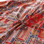 Ladies Vintage Print Stitching Slim Shirt Dress