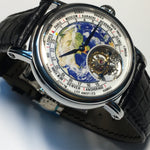 3D Globe Tourbillon Round Watch Fashion