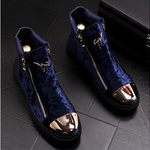Hong Kong European Station New Plus Velvet Solid Color Iron Toe Trendy Casual High-top Shoes