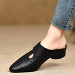 Women's Slip-on Slippers With Hand-stitched Pattern Made From First-layer Sheepskin