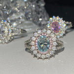 Women's Zircon Simulated Aquamarine Sunflower Ring, Luxury Full Pave Topaz Gemstone Jewelry