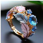 INS Flower Butterfly Ring With Rhinestones And Oil Dropping Design Fashion Personalized Jewelry For Women