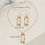 Lxalry Gold-Toned Hammered Geometric Jewelry Set, Recycled Alloy Necklace & Earrings For Women, Eco-Friendly Hypoallergenic Accessories For Daily Party Formal